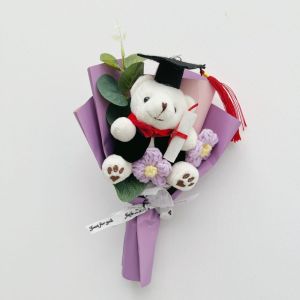 SHENEY Graduation Season Little Bear Crochet Bouquet Graduation Ceremony Celebrate Party Graduation Flower Bouquet Kawaii Decorative Mini Bear Bouquet School Graduate Gifts