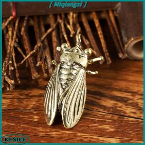[miqiangzi] Imitation Brass Cicada Casting Statue Mini Animal Metal Figurine key chain Home