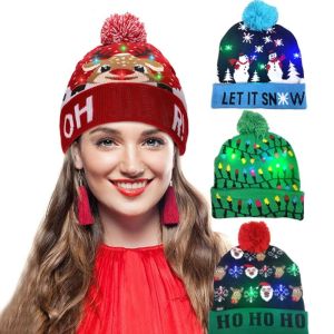 OKKFINE Christmas Gift Light Up Cartoon LED Hat Christmas Hat Knitted Cap Sweater Beanie
