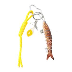 Realistic Fish Shaped Flexible Joints Fishing Enthusiast Keychain Accessory Articulated Bag Charm for Anglers