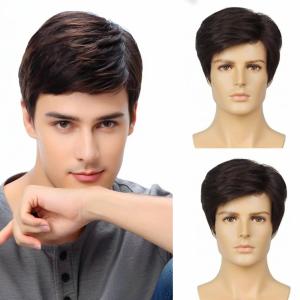 AliExpress cross-border wig mens hot-selling short straight hair in Europe and America broken bangs full head cover chemical fiber hair