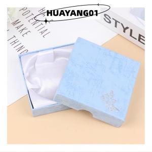 HUAYANG01 [HOT FASHION] กล่องบรรจุภัณฑ์เครื่องประดับทรงสี่เหลี่ยมกล่องแสดงสร้อยข้อมือพิมพ์ลายดอกไม้สร้อยคอกล่องของขวัญกระดาษแข็งกล่องจัดระเบียบเครื่องประดับ