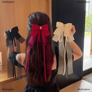 [COD] Modingdue New Sweet Large Bowknot Hair Clip For Women Girls Lolita Long Ribbon Solid Hairpin Cute Ponytail Hair Bands Fashion Hair Accessories