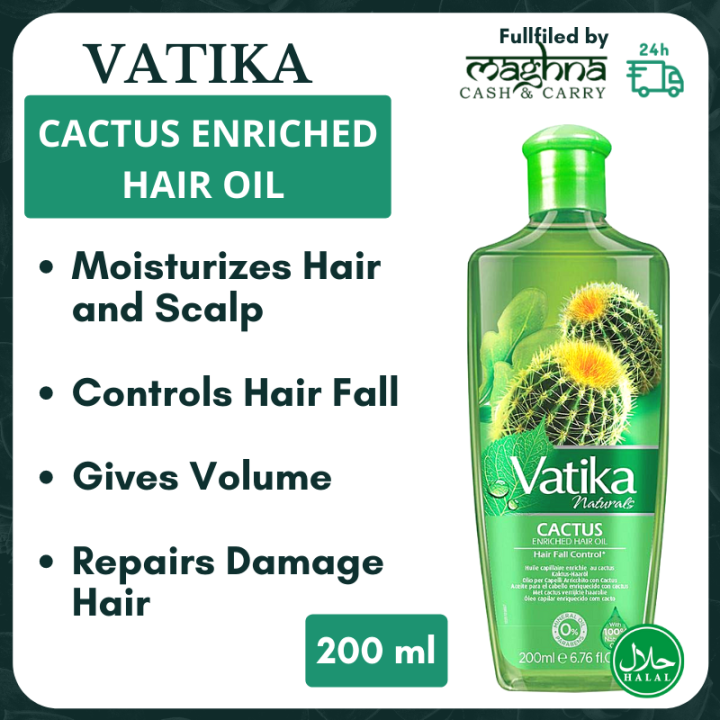 Vatika Cactus Enriched Hair Oil With Natural Extracts 200 ml - Minyak  Kaktus | Lazada