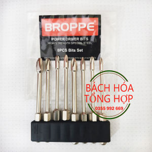 Mũi tô vít 4 cạnh dài 75mm chuôi lục giác cho khoan pin điện hãng BROPPE 8PC
