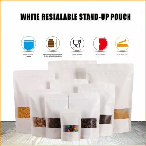(50pcs) STAND UP POUCH | white kraft paper bags stand up Zipper/zip lock bag