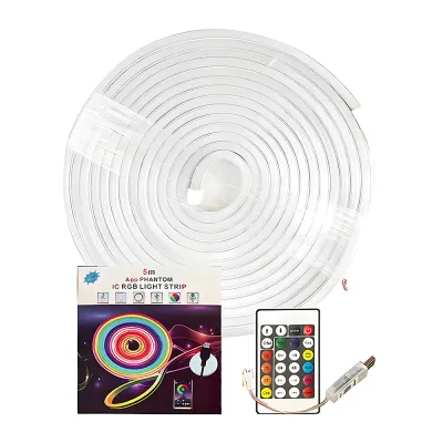 Paket LED Neon Flex RGB Running 10Meter 5Meter DC 12V/24V SENSOR HP LENGKAP Sensor Suara APP Control + Adaptor + Remote