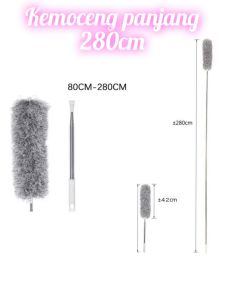 Kemoceng Debu Gagang Stainless Panjang 280CM Kemoceng Teleskopik Kemoceng Tinggi Kemoceng Microfiber