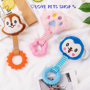 Đồ chơi gặm sạch răng cho Chó bằng nhựa TPR gắn thú nhồi bông (mẫu mới) - Love Pets Shop