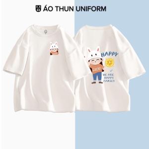Áo gia đình HAPPY chibi cực ngầu thun cotton co giãn dày mềm mịn thấm hút mồ hôi Top Quần