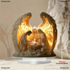 [COD] mingxuan 2026 New Nativity Birth Scene Xmas Table Centerpiece Accessory 2D Flat Acrylic For Home Office Decoration Party Ornment