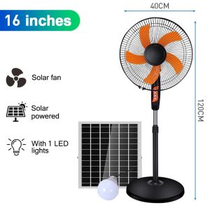 Gold Star Solar Electric Fan Solar Powered Rechargeable Solar Fan With 2pcs LED Light Bulb