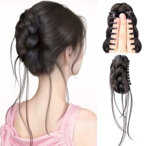 FEELING WELL ขนสังเคราะห์ วิกผมทรงดอกไม้ ต่อผม คลิปหนีบ ชิ้นผมปลอม แฟชั่น ธรรมชาติ ชิญงผมหยิกยุ่ง ผู้หญิง