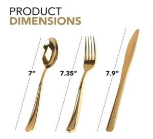 CABANI Disposable Plastic GOLD Cutlery Set Spoons Forks Knives Washable Reusable Party Flatware set Set Sudu Garfu dan Pisau Emas Makan Plastik Set Alat Makan Plastik Makan Alat Plastik Emas Makanan Alat Plastik Makan Alat Plastik Warna