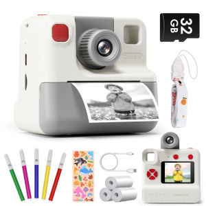 Instant baby camera with 3 rolls printing and 32GB card 1080p digital camera 3-12 years old kids gift