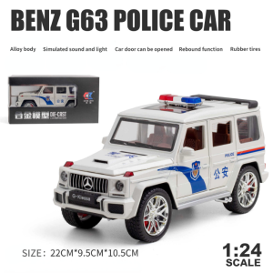【WJ】 1:24 Benz G63 hợp kim kim loại đúc khuôn xe với âm thanh ánh sáng off-road xe cảnh sát trẻ em trai đồ chơi xe bộ sưu tập quà tặng