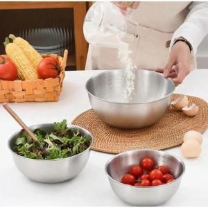 19/22cm Stainless Steel Salad Basin Mixing Bowl Household and Scale Cooking Kitchen Knead Dough Cooking Baking Cream Style Tableware