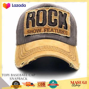 Topi Baseball Cap Snapback Model ROCK Embroidery Sport Hat