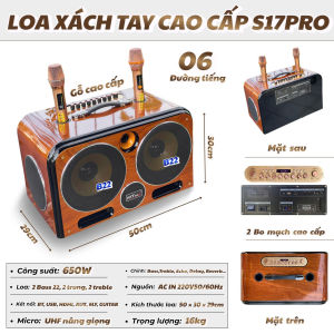 Loa Xách Tay Karaoke Gia Đình S17 Pro Công Suất Khỏe 650W 6 Đường Tiếng treble sáng Âm Mạnh Dễ Hát