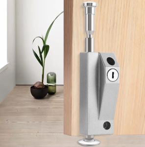 Chốt Cửa Âm Sàn Hợp Kim Nhôm - Thiết Kế Kèm Đầu Chặn Bụi 2 Tùy Chọn Mở Khóa: Núm Vặn Hoặc Chìa Khóa