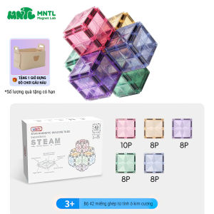 MNTL | Đồ Chơi Xếp Hình Nam Châm Kích Thích Sáng Tạo Cho Bé Bằng Nhựa ABS An Toàn [Tặng Giỏ Gấu Nâu]