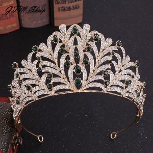XM 💗🔥Bride Wedding Crown Hair Accessories Crystal Queen Princess Big Crown Rhinestone Leaf Tiaras Bridal Headband