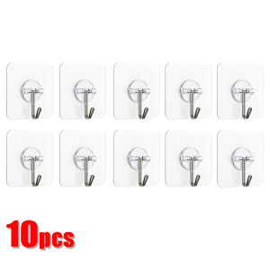 10/30Pcs Wall Hanging Storage Hooks - Multifunction Transparent Hangers - Nail-Free Self Adhesive Hooks Holder - Simple Wall Mounted Organizer Hooks