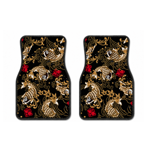 NEMOPH Koi Fish Pattern Car Floor Mats Non-Slip Backing Fabric Automotive Floor Mats Decorative Style Car Mat Set Car Interior