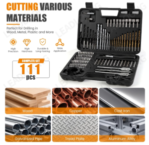111-Pieces Multifunctional Drill Bit & Screwdriver Bit Set  Precision-Made for Drilling Wood/Metal/Cement