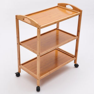 Factory Wholesale Bamboo Multi-Functional Kitchen Rack Dining Car Customized Trolley Restaurant Hot Pot Restaurant Multi-Layer Vegetable Rack