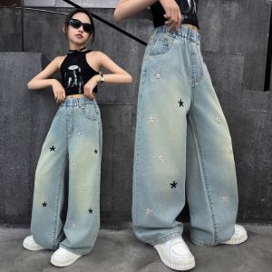【 In stock 】 Girls Trendy Jeans Cargo Pants Korean Version With Large Pockets Loose Comfortable Suitable For Girls Aged 7-15 Jeans