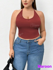 Plus size Crop top V neckline Spaghetti halter backless (ea)