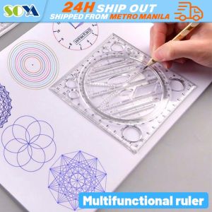 1PCS Multifunctional Universal Ruler Rotatable Ruler Set Math Circle Ellipse Template Exam Triangle Parallel Ruler Creative Multifuntional Geometric Drawing Ruler Rotatable Ellipse Ruler Triangle Measuring