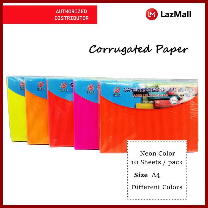 10 Sheets Corrugated Board NEON Colored Cardboard A4 Children's ...