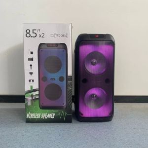 TTD 2810 Outdoor Music Party Box Flame Lamp Dual 8-inch Boom Box Portable Square Dance Bluetooth Speaker Loud Microphone