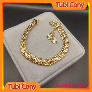 Lắc Tay Nữ Mạ Vàng 18k thanh lịch phong cách đan chéo cách điệu có tua rua trái tim L131023-137-DX