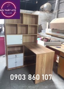 Kệ sách liền bàn học gỗ min cao cấp chống trầy giá rẻ mẫu bàn đẹp thông minh