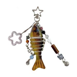 Khớp nối Mồi Câu Cá Keyring cơ thể linh hoạt handmade Keychain trang trí Phụ kiện túi cho người đam mê câu cá