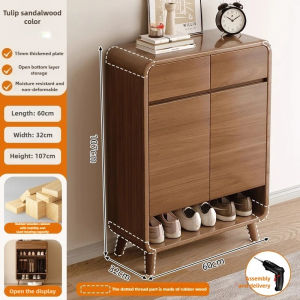 ⚡Shoe Cabinet for Home Use Doorstep Storage Integrated Wall Facing Indoor Entrance Hallway Solid Wood Shoe Rack