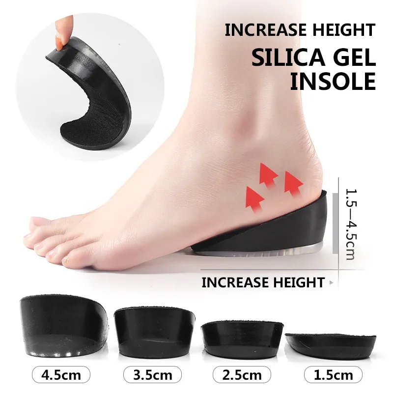 Silicone height increased Shoes Pad Half Plain Gel Heel Pads For