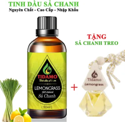 Tinh Dầu Sả Chanh 50ML + Tinh Dầu Treo xe Treo Phòng Sả Chanh (Lemongrass) - Tinh Dầu Xông Phòng Sả Chanh Nguyên Chất TIDAMO Giúp Bảo Vệ Sức Khỏe Kháng Khuẩn Đuổi Muỗi Và Thư Giãn Tinh Thần