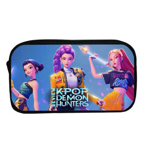 YILU Kpop Demon Hunters Student Pencil Case Cartoon Large Capacity Pencil Box Stationery Supplies Girl Cosmetic Storage Bag Gifts