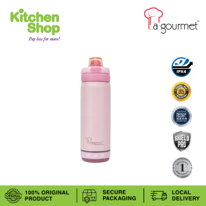 La gourmet Hydrotune 500ml Thermal Bottle (White / Pink) | Rechargeable Bluetooth Speaker | Leak proof | Shock-Resistant