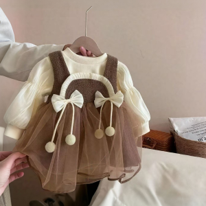 6 Bulan - 4 Tahun Gaun Dress Tutu Anak Perempuan Import Premium Gaya Korea Usia 0-5 Tahun Baju Pesta Lucu dengan Renda dan Pita