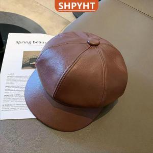 [COD] SHPYHT SPORTS Women Fashion Beret Solid Beret Cap Pu Leather Beret French Artist Warm Beanie Hat Female Ladies Hat Girls Cap