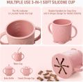Baby Weaning Set, Silicone Baby Feeding Set(10 Pcs), Toddler Weaning Set with Adjustable Bib, Suction Bowl, Plate, Fork, Spoon, Water & Snack Cup Kit, Baby Led Weaning Kit for Babies and Kids. 