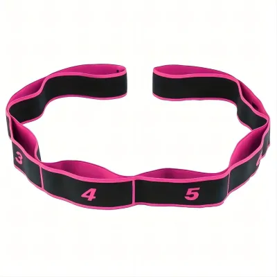Yoga Elastic Stretch Belt Step Pilates Stretching Exercise Training Stretching Band with 8 Loops