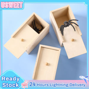 Funny Scare Box Wooden Prank Spider Joke Gag Toy Prank Toy Scary Hidden in Case Surprise Props Halloween Gift