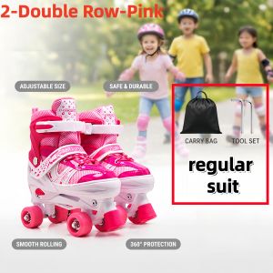 Double Roller Skate Shoes For Kids Adjustable Skate Shoes For Kids Suitable For Beginner