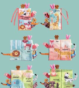 HOT SELLING!! [Local Seller] Baby Educational Soft Cloth Book Kids Animals Tails book Fabric Material Washable Binding Sensory High Contrast Cloth Book Set